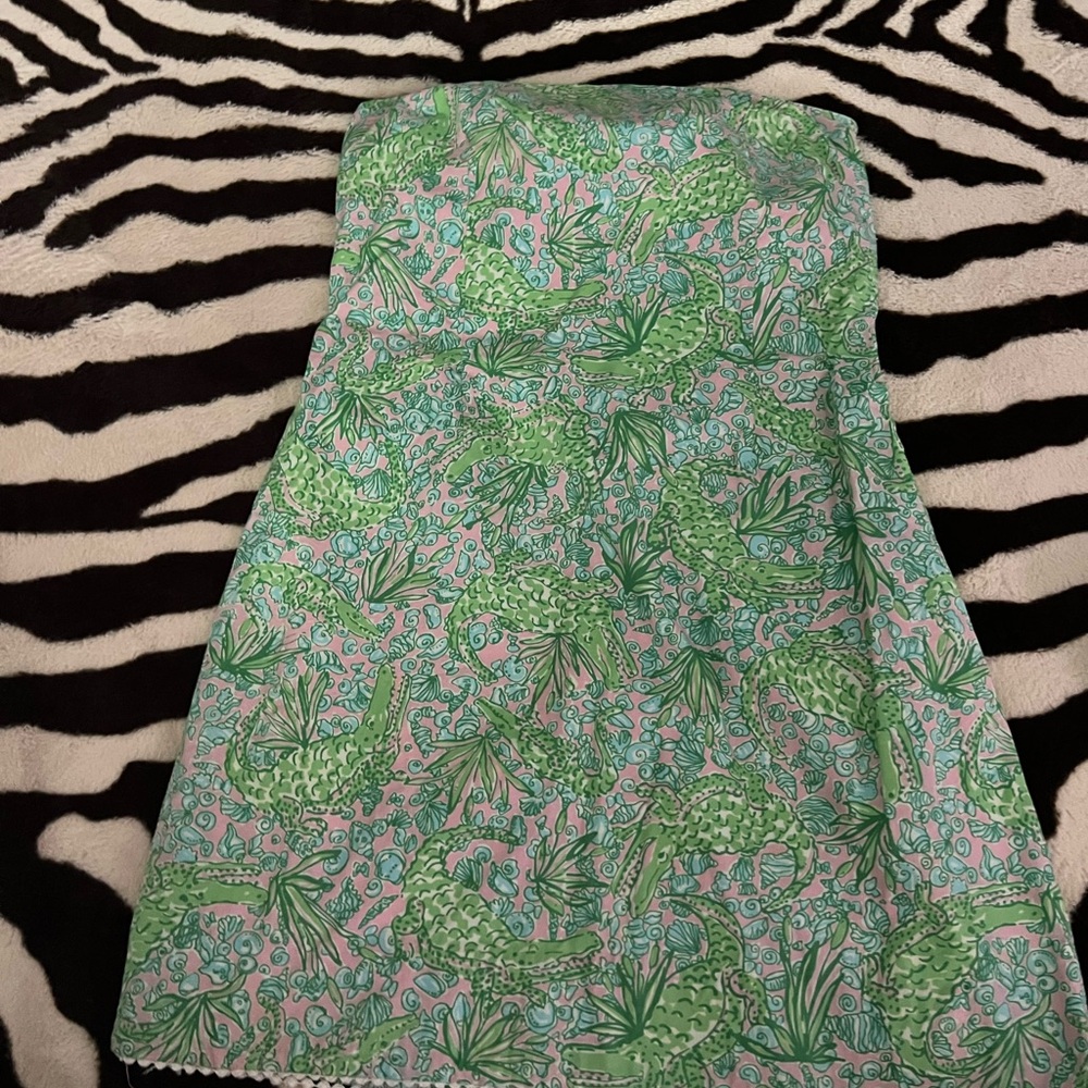 Lilly Pulitzer Green and Pink Strapless Dress